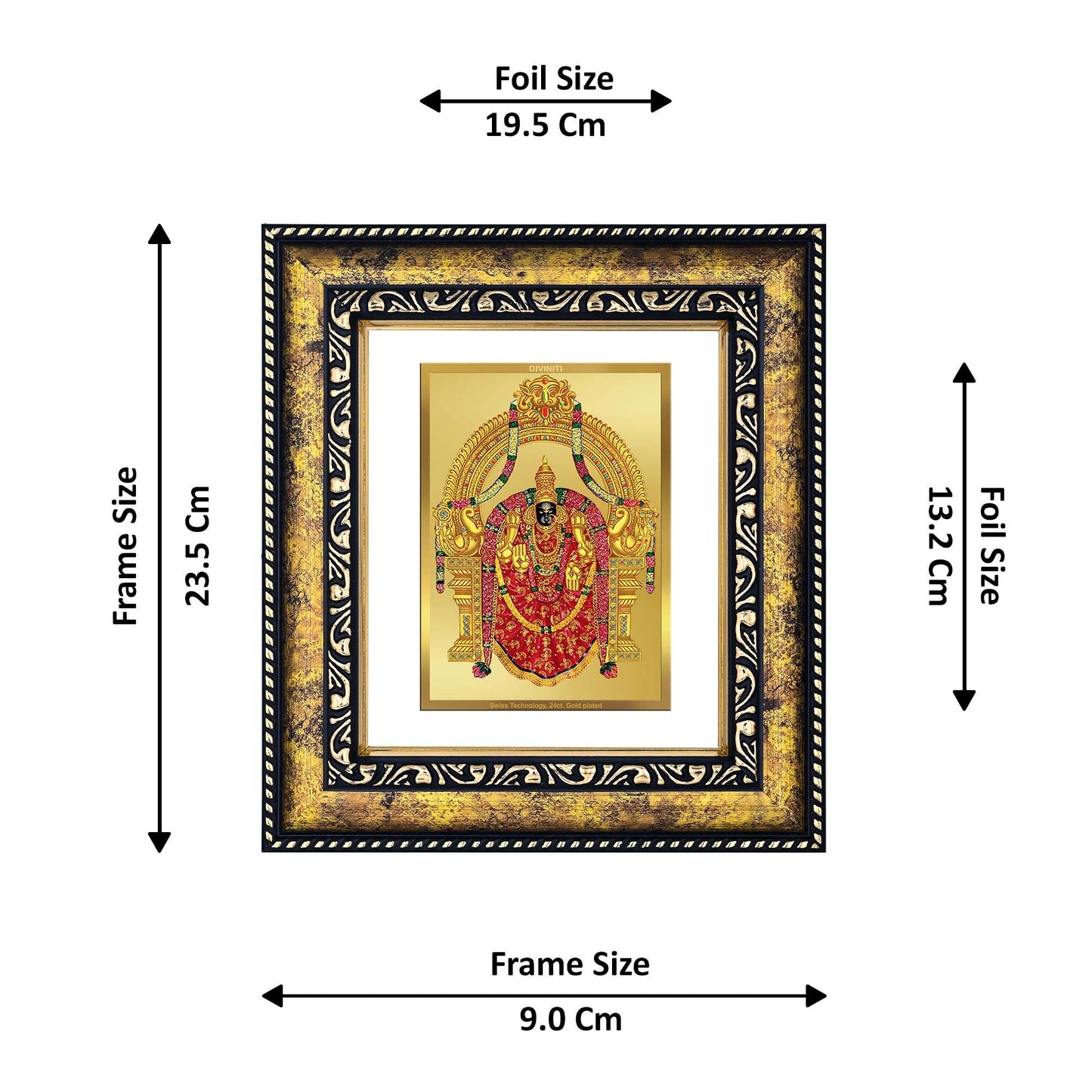 DIVINITI Padmavati Gold Plated Wall Photo Frame, Table Decor| DG Frame 113 Size 2 and 24K Gold Plated Foil (23.5 CM X 19.5 CM)