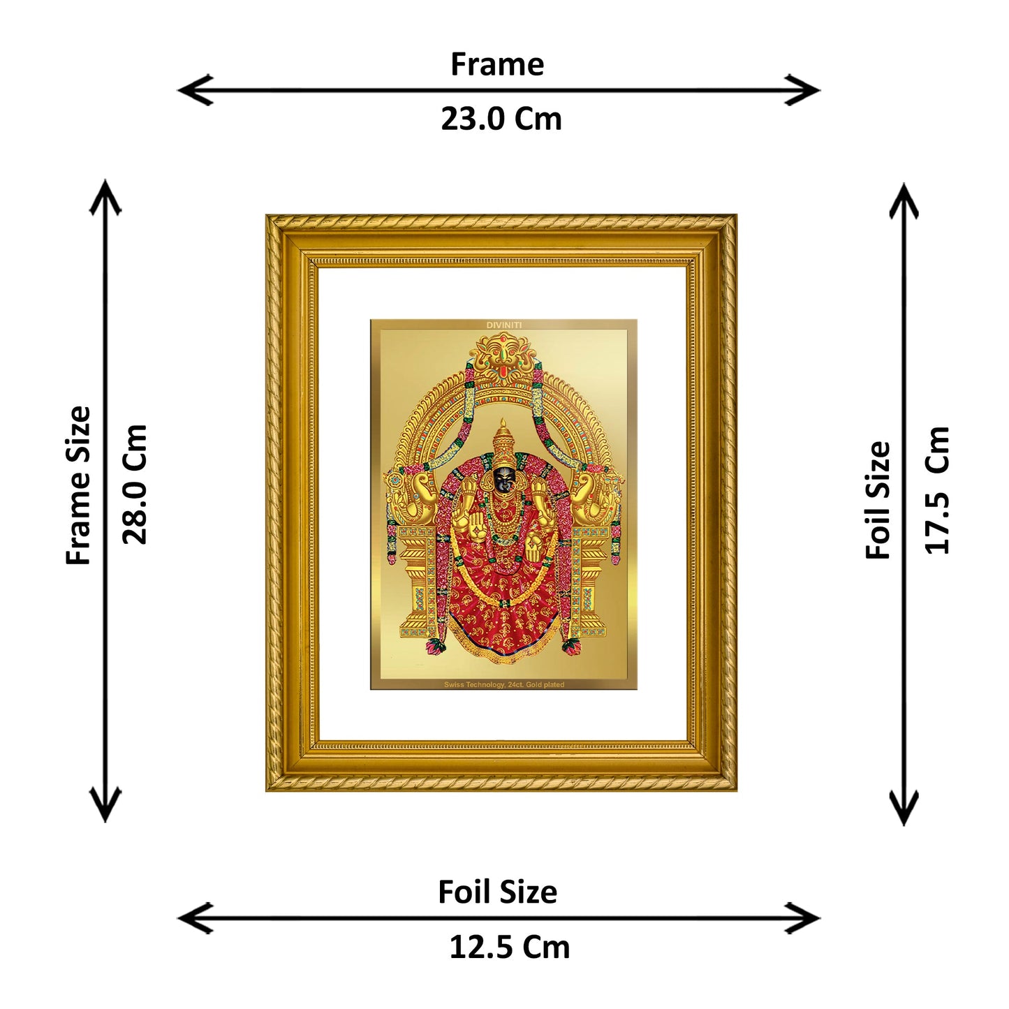 DIVINITI Padmavati Gold Plated Wall Photo Frame, Table Decor| DG Frame 056 Size 2.5 and 24K Gold Plated Foil (28 CM X 23 CM)