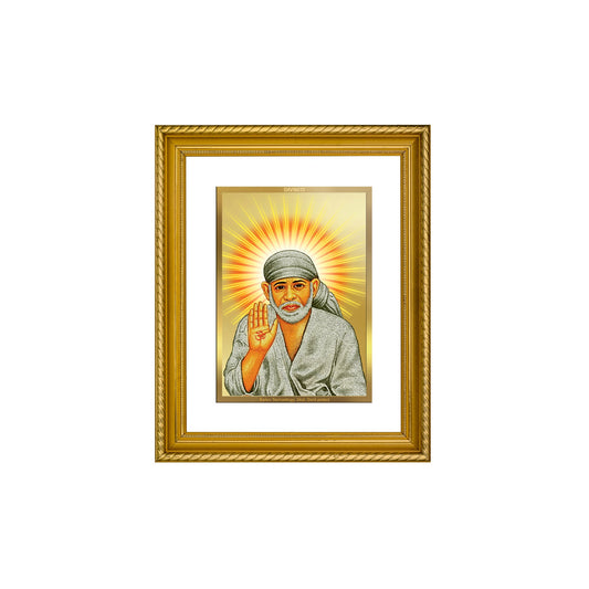 DIVINITI Sai Baba Gold Plated Wall Photo Frame, Table Decor| DG Frame 056 Size 3 and 24K Gold Plated Foil (32.5 CM X 25.5 CM)