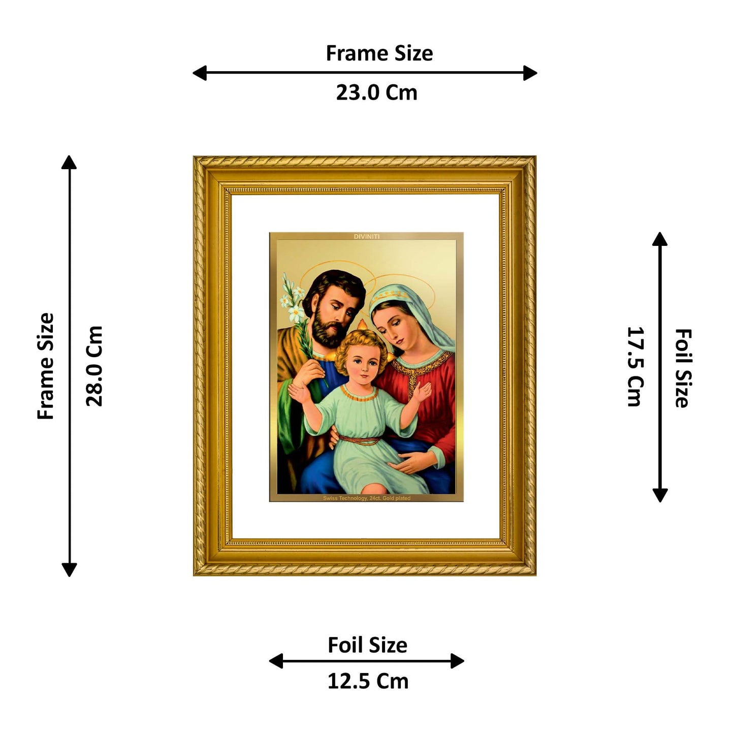 DIVINITI Holy Family Gold Plated Wall Photo Frame, Table Decor| DG Frame 056 Size 3 and 24K Gold Plated Foil (32.5 CM X 25.5 CM)