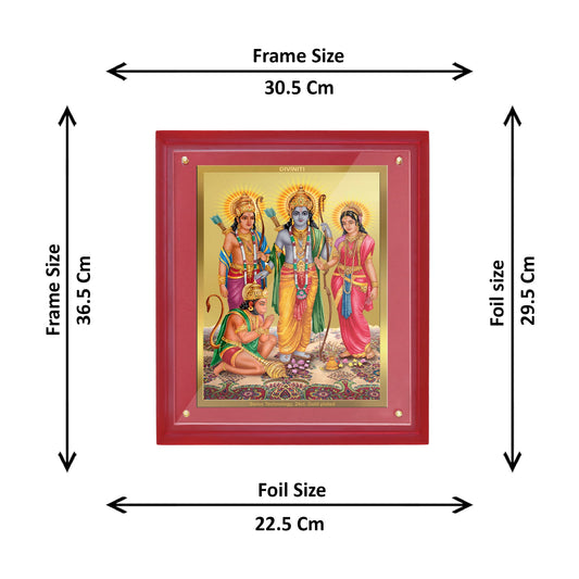 Diviniti 24K Gold Plated Ram Darbar Photo Frame For Home Decor, Wall Hanging Decor, Worship & Gift (36.5 CM X 30.5 CM)