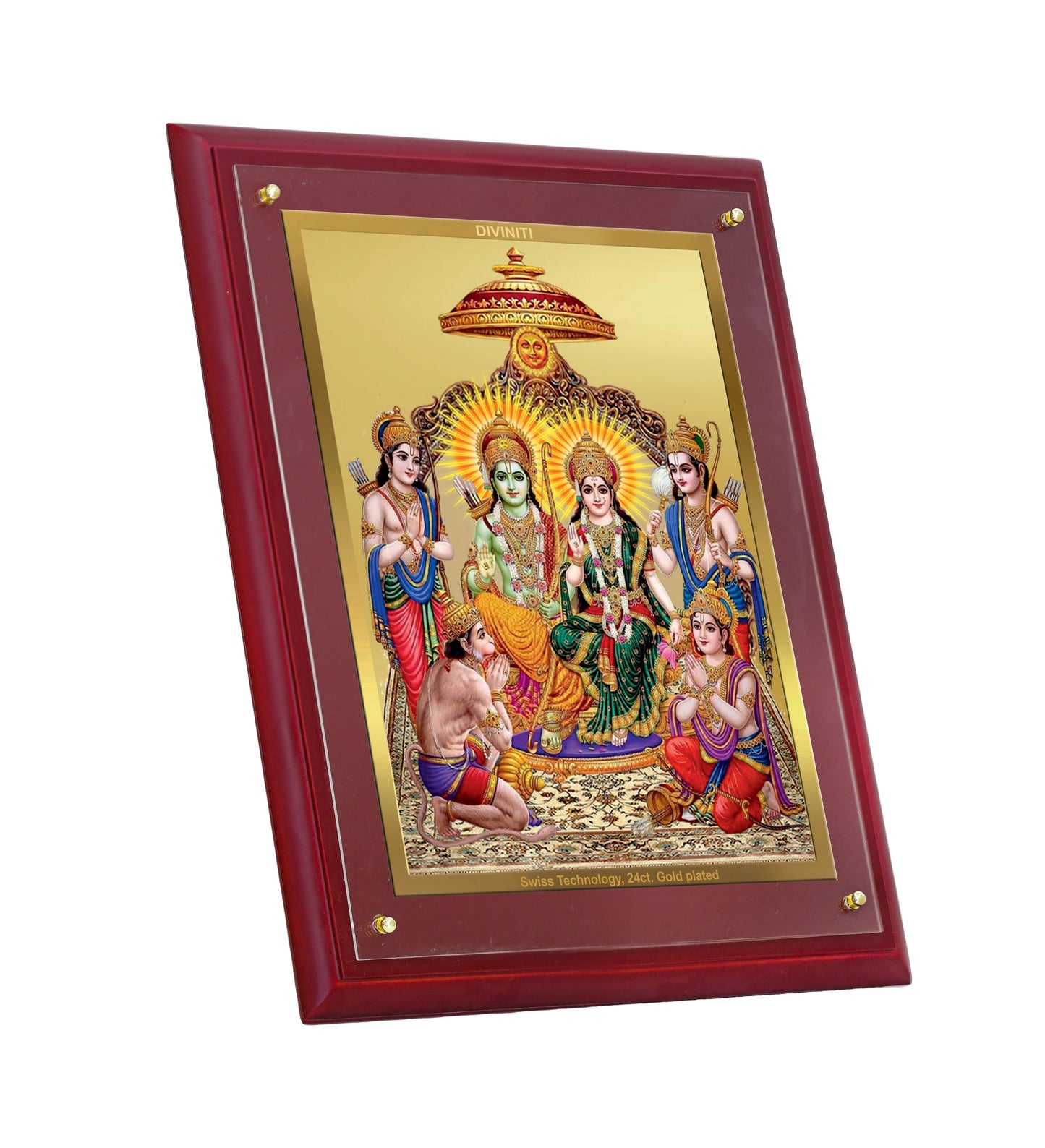 Diviniti 24K Gold Plated Ram Darbar Photo Frame For Home Decor Showpiece, Wall Hanging Decor, Puja & Gift (36.5 CM X 30.5 CM)