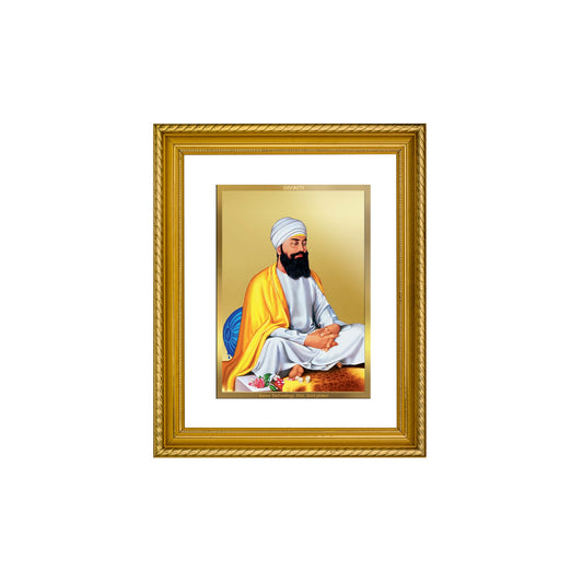 DIVINITI Guru Tegh Bahadur Ji Gold Plated Wall Photo Frame, Table Decor| DG Frame 056 Size 2.5 and 24K Gold Plated Foil (28 CM X 23 CM)