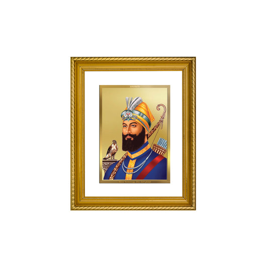 DIVINITI Guru Gobind Singh Gold Plated Wall Photo Frame, Table Decor| DG Frame 056 Size 2.5 and 24K Gold Plated Foi (28 CM X 23 CM)