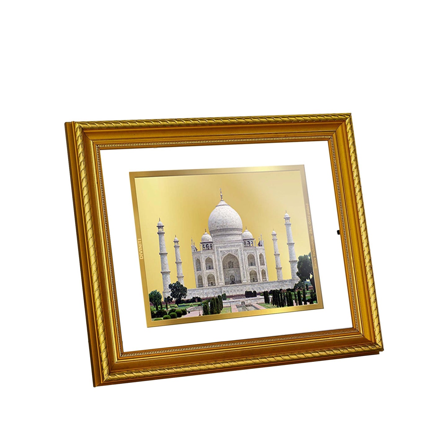 DIVINITI Taj Mahal Gold Plated Wall Photo Frame, Table Decor| DG Frame 056 Size 3 and 24K Gold Plated Foil (32.5 CM X 25.5 CM)