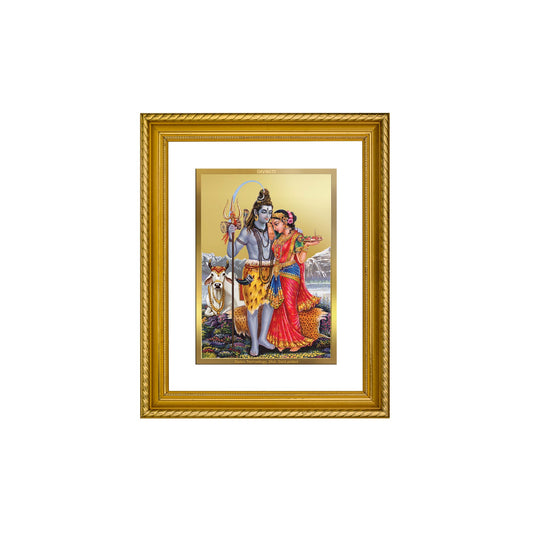 DIVINITI Shiva Parvati Gold Plated Wall Photo Frame, Table Decor| DG Frame 056 Size 2.5 and 24K Gold Plated Foil (28 CM X 23 CM)