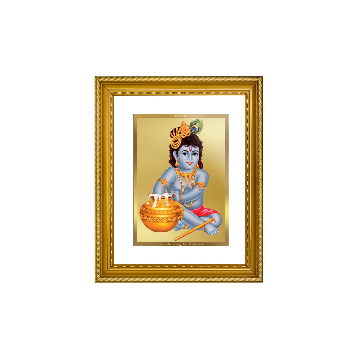 DIVINITI Bal Gopal Gold Plated Wall Photo Frame, Table Decor| DG Frame 056 Size 2.5 and 24K Gold Plated Foil (28 CM X 23 CM)