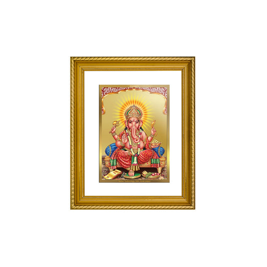 DIVINITI Ganesha Gold Plated Wall Photo Frame, Table Decor| DG Frame 056 Size 2.5 and 24K Gold Plated Foil (28 CM X 23 CM)