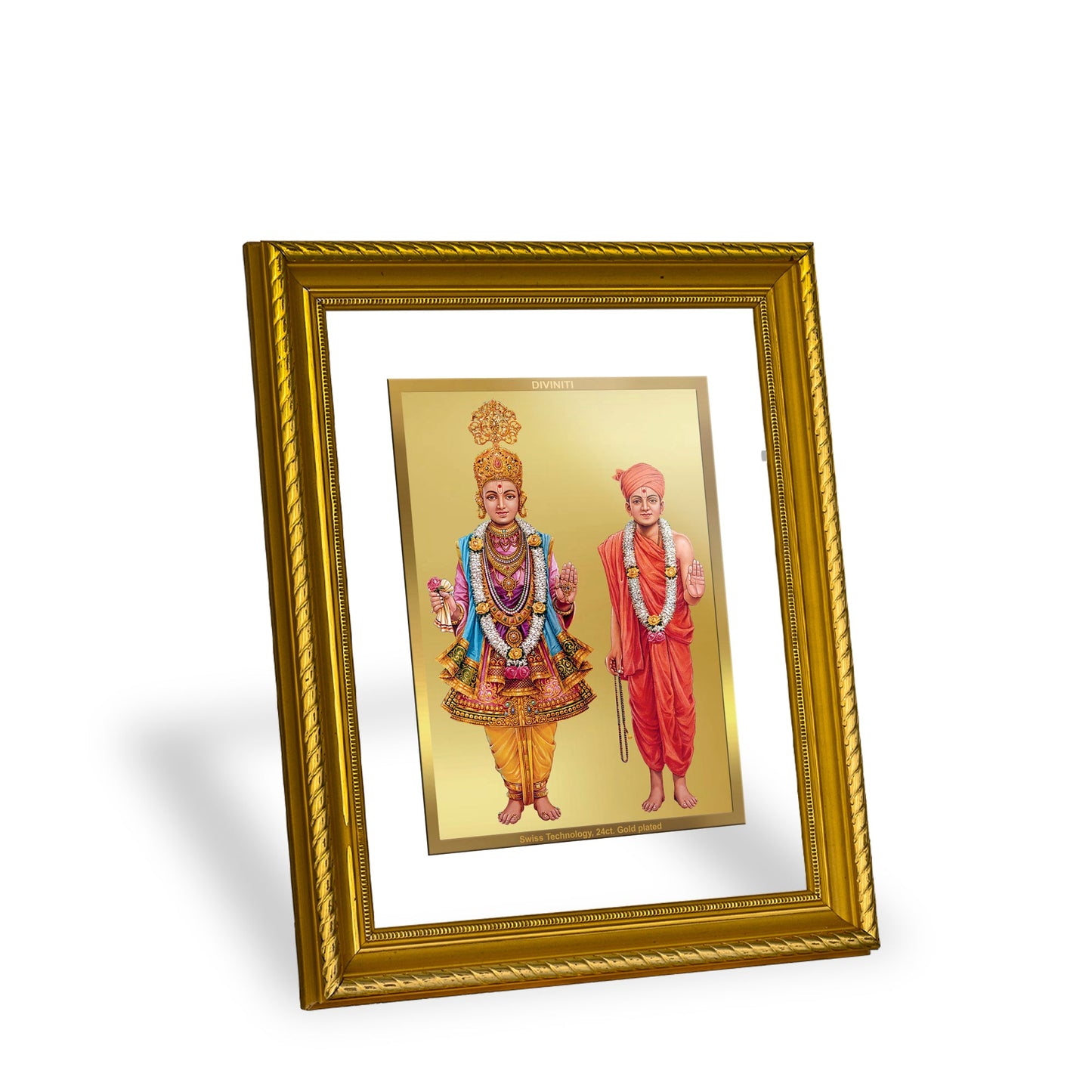 DIVINITI Swaminarayan Gold Plated Wall Photo Frame, Table Decor| DG Frame 056 Size 2.5 and 24K Gold Plated Foil (28 CM X 23 CM)