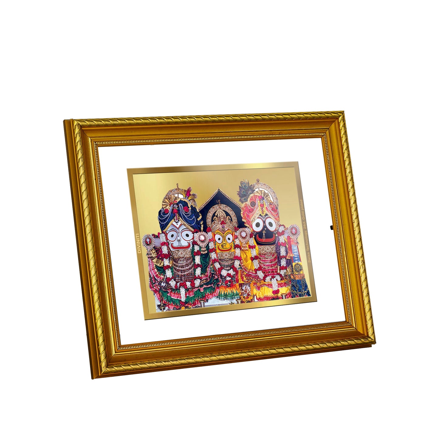 DIVINITI Jagannath Gold Plated Wall Photo Frame, Table Decor| DG Frame 056 Size 2.5 and 24K Gold Plated Foil (28 CM X 23 CM)