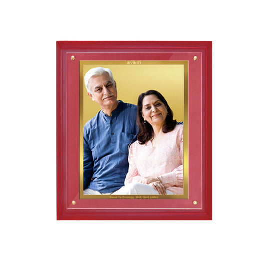 Diviniti Photo Frame With Customized Photo Printed on 24K Gold Plated Foil| Personalized Gift for Birthday, Marriage Anniversary & Celebration With Loved Ones| MDF Frame Size 4