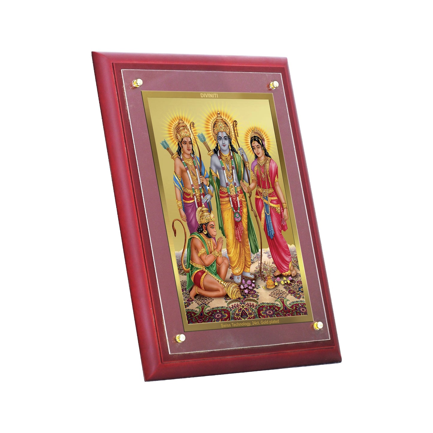 Diviniti 24K Gold Plated Ram Darbar Photo Frame For Home Decor, Table Decor, Wall Hanging, Puja Room, Worship & Gift (30 CM X 23 CM)