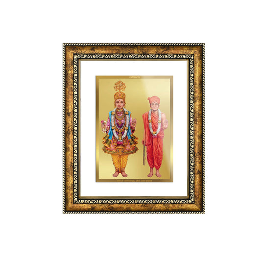 DIVINITI Swaminarayan Gold Plated Wall Photo Frame, Table Decor| DG Frame 113 Size 3 and 24K Gold Plated Foil (33.3 CM X 26 CM)