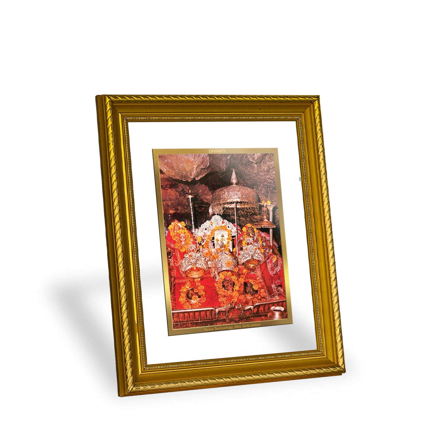 DIVINITI Mata Ka Darbar Gold Plated Wall Photo Frame, Table Decor| DG Frame 056 Size 2.5 and 24K Gold Plated Foil (28 CM X 23 CM)