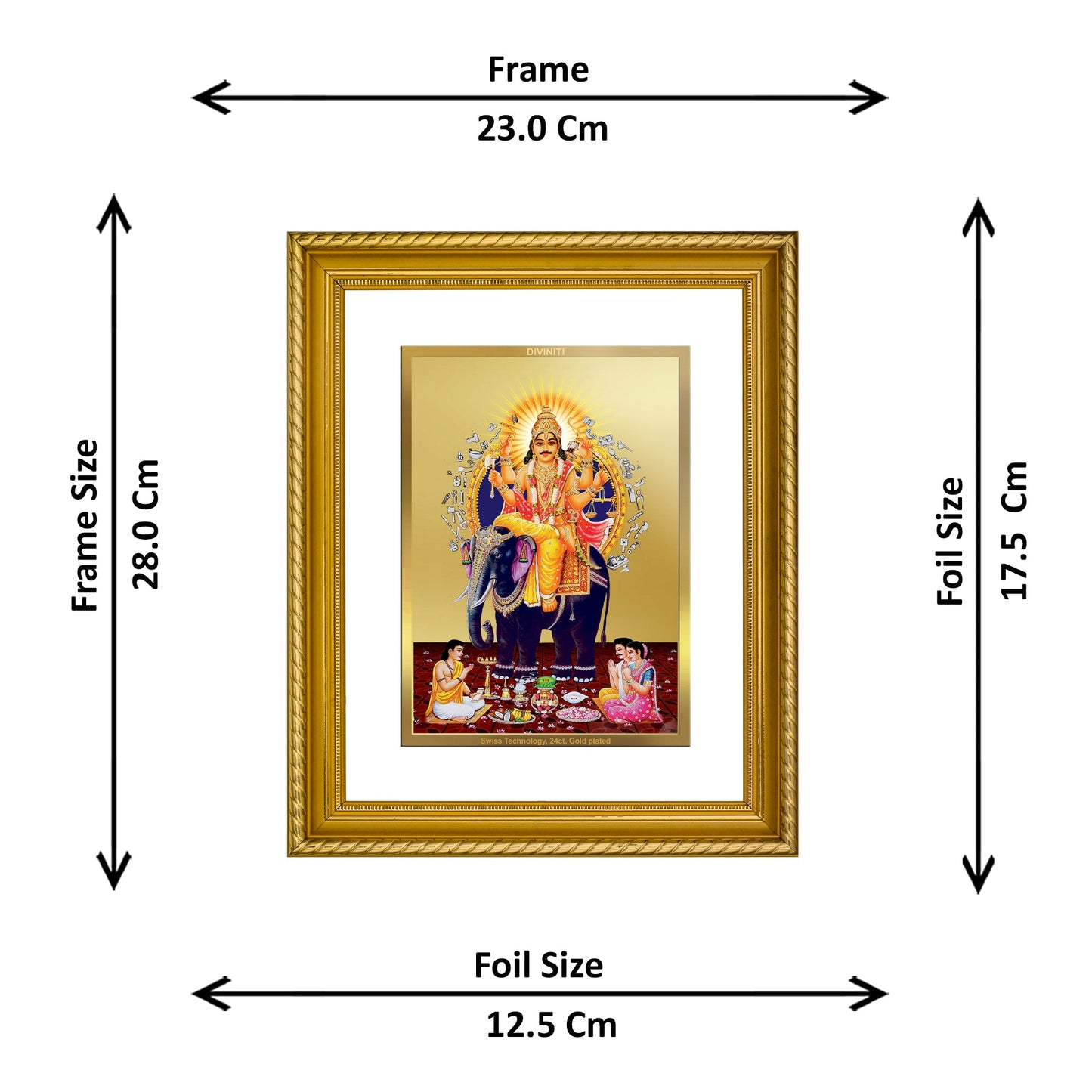 DIVINITI Vishwakarma Gold Plated Wall Photo Frame, Table Decor| DG Frame 056 Size 2.5 and 24K Gold Plated Foil (28 CM X 23 CM)