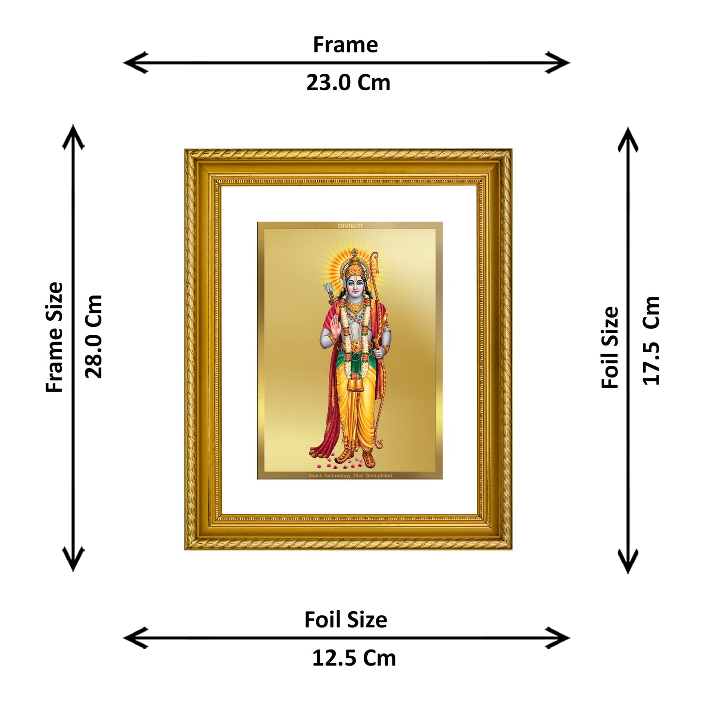 DIVINITI Ram Gold Plated Wall Photo Frame, Table Decor| DG Frame 056 Size 2.5 and 24K Gold Plated Foil (28 CM X 23 CM)