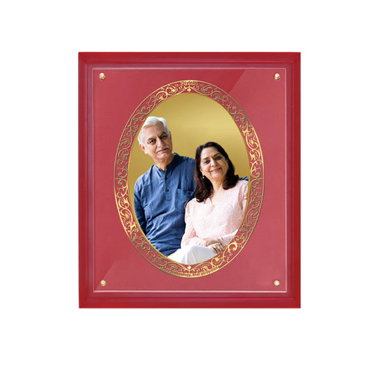 Diviniti Photo Frame With Customized Photo Printed on 24K Gold Plated Foil| Personalized Gift for Birthday, Marriage Anniversary & Celebration With Loved Ones| MDF Frame Size 4