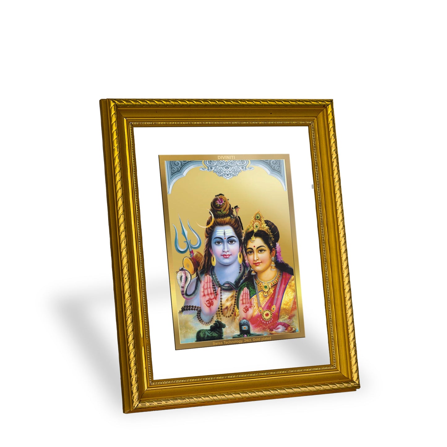 DIVINITI Shiva Parvati Gold Plated Wall Photo Frame, Table Decor| DG Frame 056 Size 2.5 and 24K Gold Plated Foil (28 CM X 23 CM)