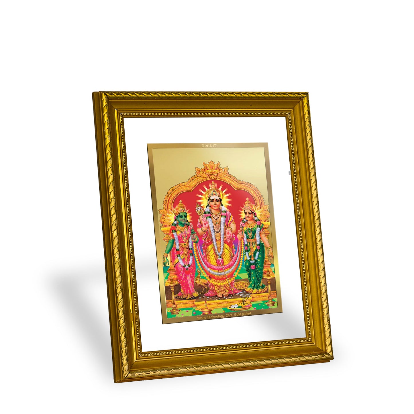 DIVINITI Murugan Valli Gold Plated Wall Photo Frame, Table Decor| DG Frame 056 Size 2.5 and 24K Gold Plated Foil (28 CM X 23 CM)