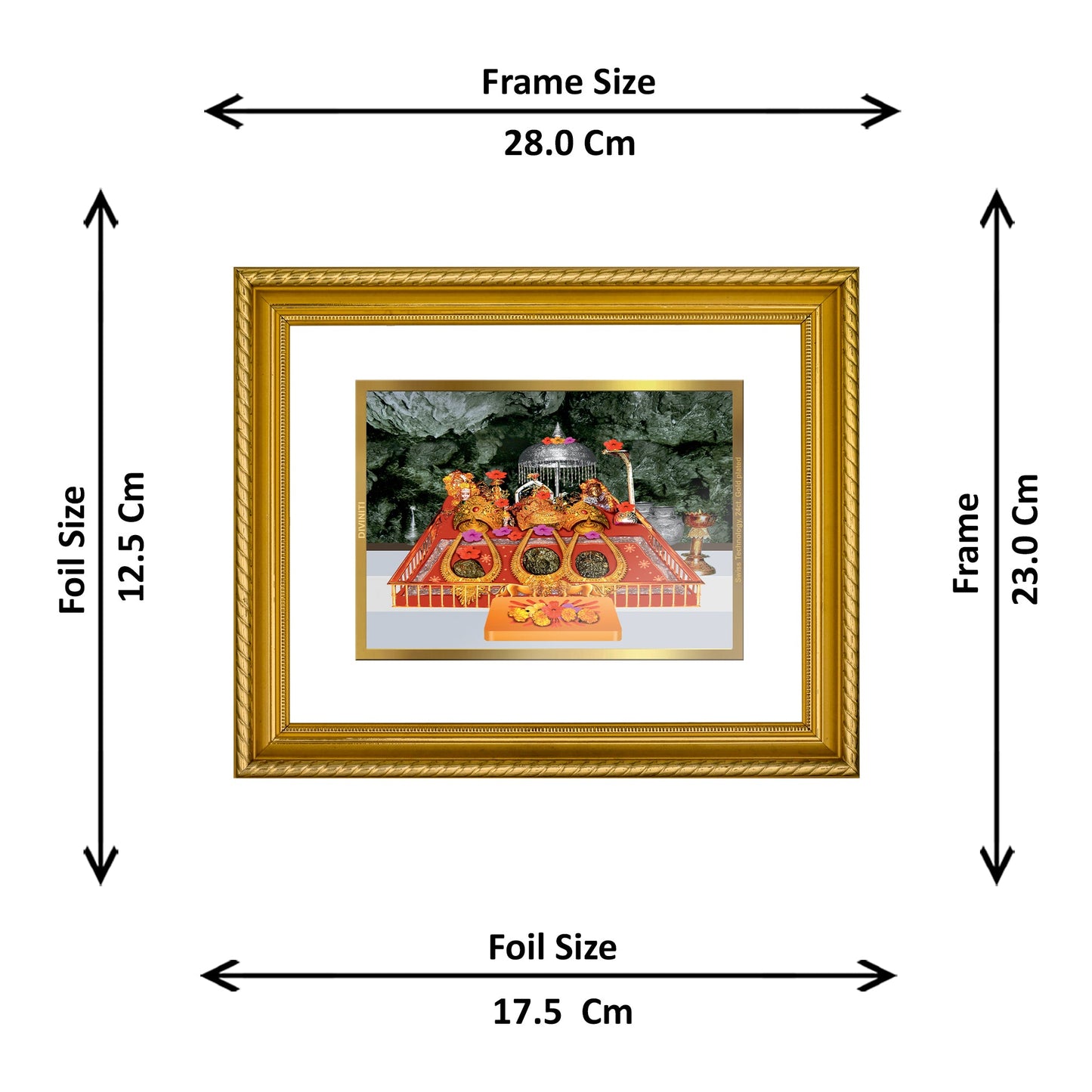 DIVINITI Mata Ka Darbar Gold Plated Wall Photo Frame, Table Decor| DG Frame 056 Size 2.5 and 24K Gold Plated Foil (28 CM X 23 CM)