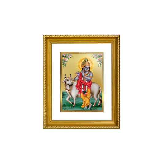 DIVINITI Krishna Gold Plated Wall Photo Frame, Table Decor| DG Frame 056 Size 2.5 and 24K Gold Plated Foil (28 CM X 23 CM)