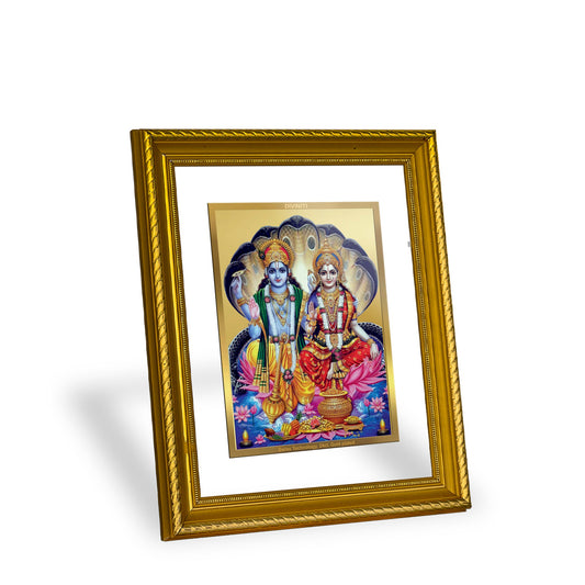 DIVINITI Vishnu Lakshmi Gold Plated Wall Photo Frame, Table Decor| DG Frame 056 Size 2.5 and 24K Gold Plated Foil (28 CM X 23 CM)