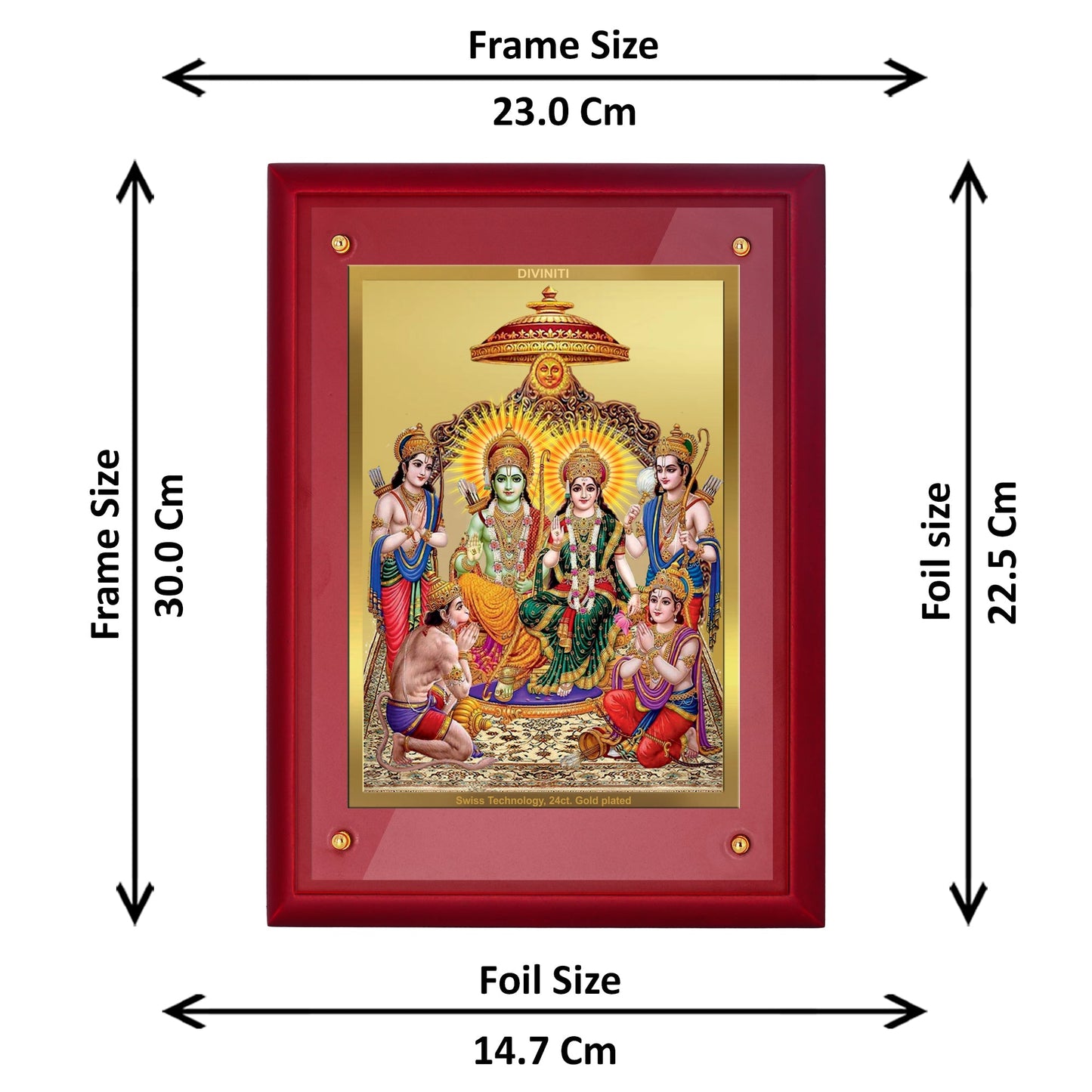 Diviniti 24K Gold Plated Ram Darbar Photo Frame For Home Decor, Table Decor, Wall Hanging Decor, Puja Room & Gift (30 CM X 23 CM)