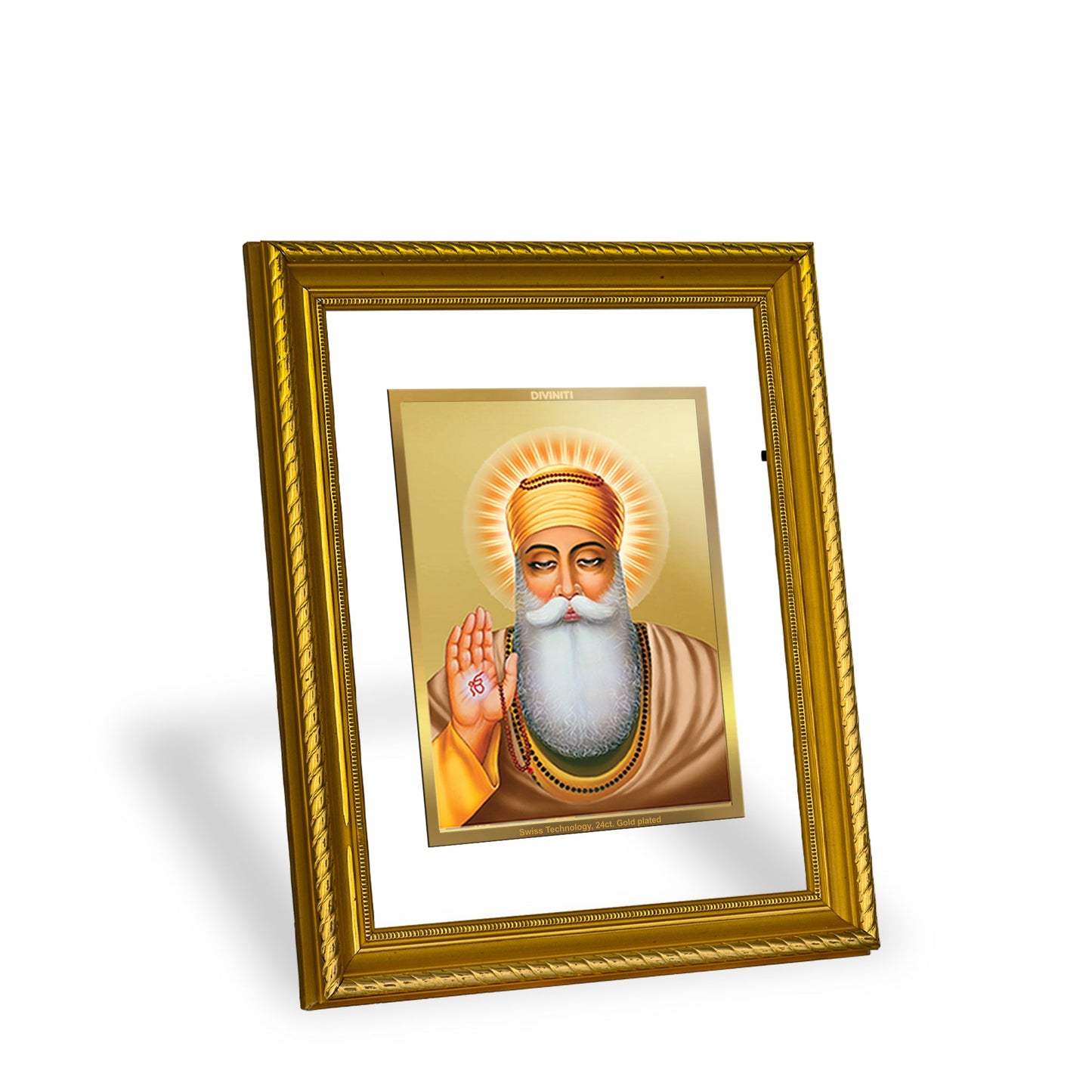 DIVINITI Guru Nanak Gold Plated Wall Photo Frame, Table Decor| DG Frame 056 Size 3 and 24K Gold Plated Foil (32.5 CM X 25.5 CM)