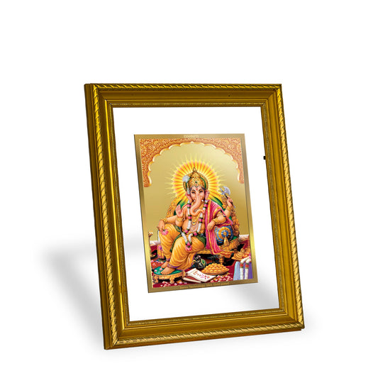 DIVINITI Lord Ganesha Gold Plated Wall Photo Frame, Table Decor| DG Frame 056 Size 2.5 and 24K Gold Plated Foil (28 CM X 23 CM)