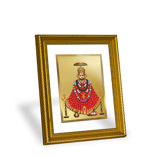 DIVINITI Khatu Shyam with Garlands Gold Plated Wall Photo Frame, Table Decor| DG Frame 056 Size 2.5 and 24K Gold Plated Foil(28 CM X 23 CM)