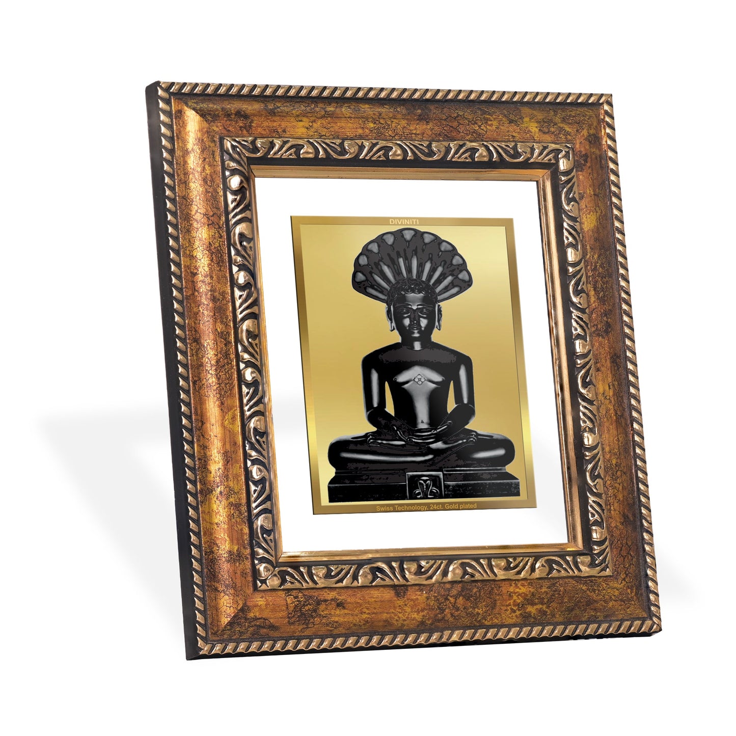 DIVINITI Parshvanatha Gold Plated Wall Photo Frame, Table Decor| DG Frame 113 Size 1 and 24K Gold Plated Foil (17.5 CM X 16.5 CM)