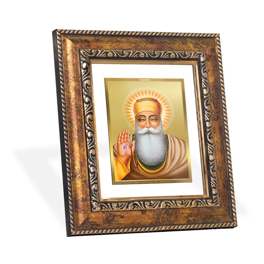 DIVINITI Guru Nanak Gold Plated Wall Photo Frame, Table Decor| DG Frame 113 Size 1 and 24K Gold Plated Foil (17.5 CM X 16.5 CM)