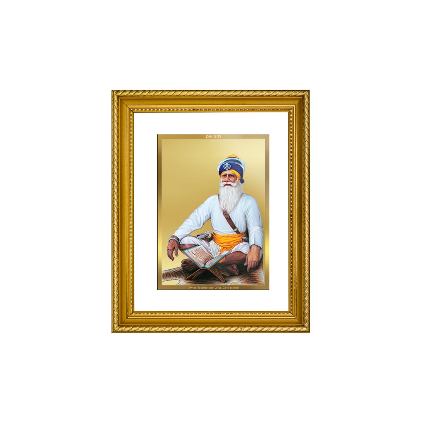 DIVINITI Baba Deep Singh Gold Plated Wall Photo Frame, Table Decor| DG Frame 056 Size 3 and 24K Gold Plated Foil (32.5 CM X 25.5 CM)