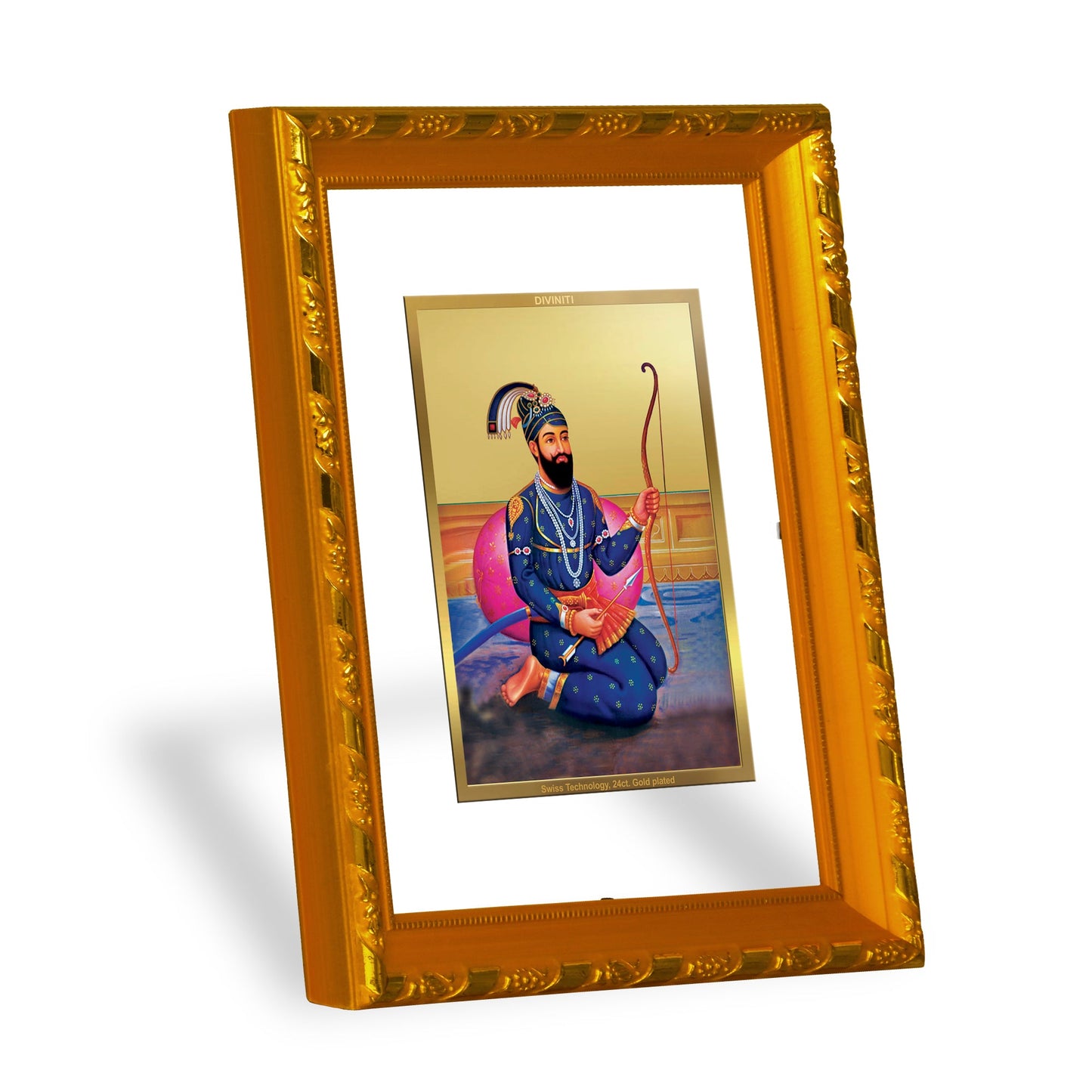 DIVINITI Guru Gobind Singh Gold Plated Wall Photo Frame, Table Décor| DG Frame 103 Size 2 and 24K Gold Plated Foil| Religious Photo Frame Idol, Gifts Items (21.5 X 17.5 CM)