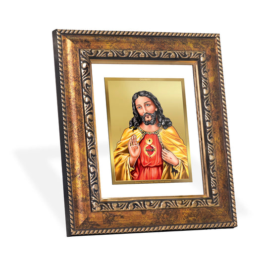 DIVINITI Jesus Gold Plated Wall Photo Frame, Table Decor| DG Frame 113 Size 1 and 24K Gold Plated Foil (17.5 CM X 16.5 CM)