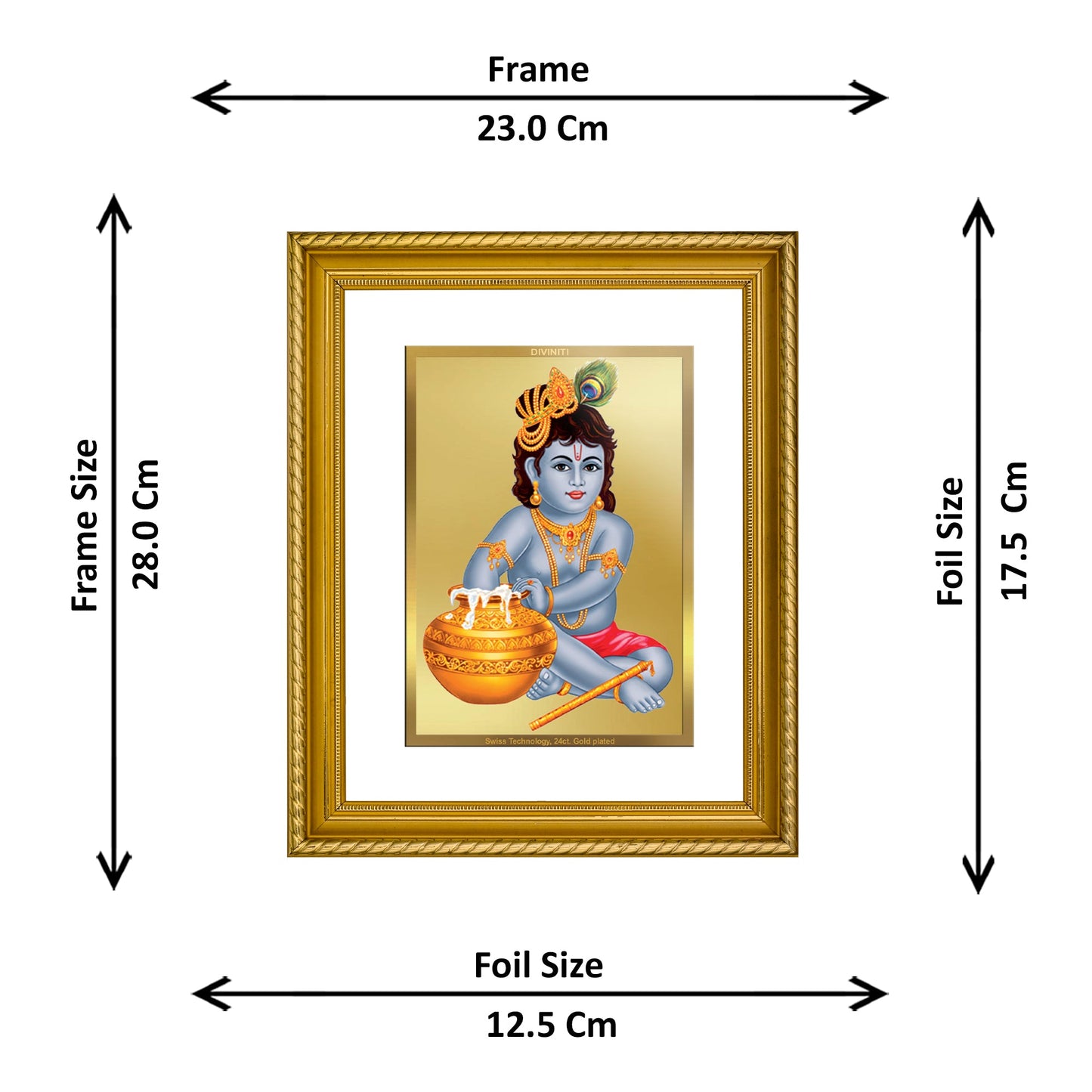 DIVINITI Bal Gopal Gold Plated Wall Photo Frame, Table Decor| DG Frame 056 Size 2.5 and 24K Gold Plated Foil (28 CM X 23 CM)