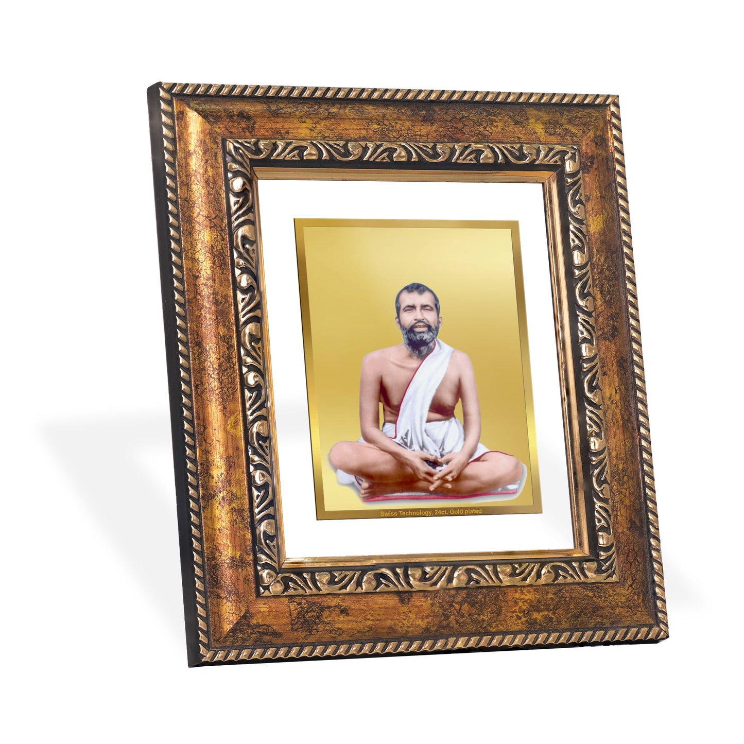 DIVINITI Ram Krishna Gold Plated Wall Photo Frame, Table Decor| DG Frame 113 Size 1 and 24K Gold Plated Foil (17.5 CM X 16.5 CM)