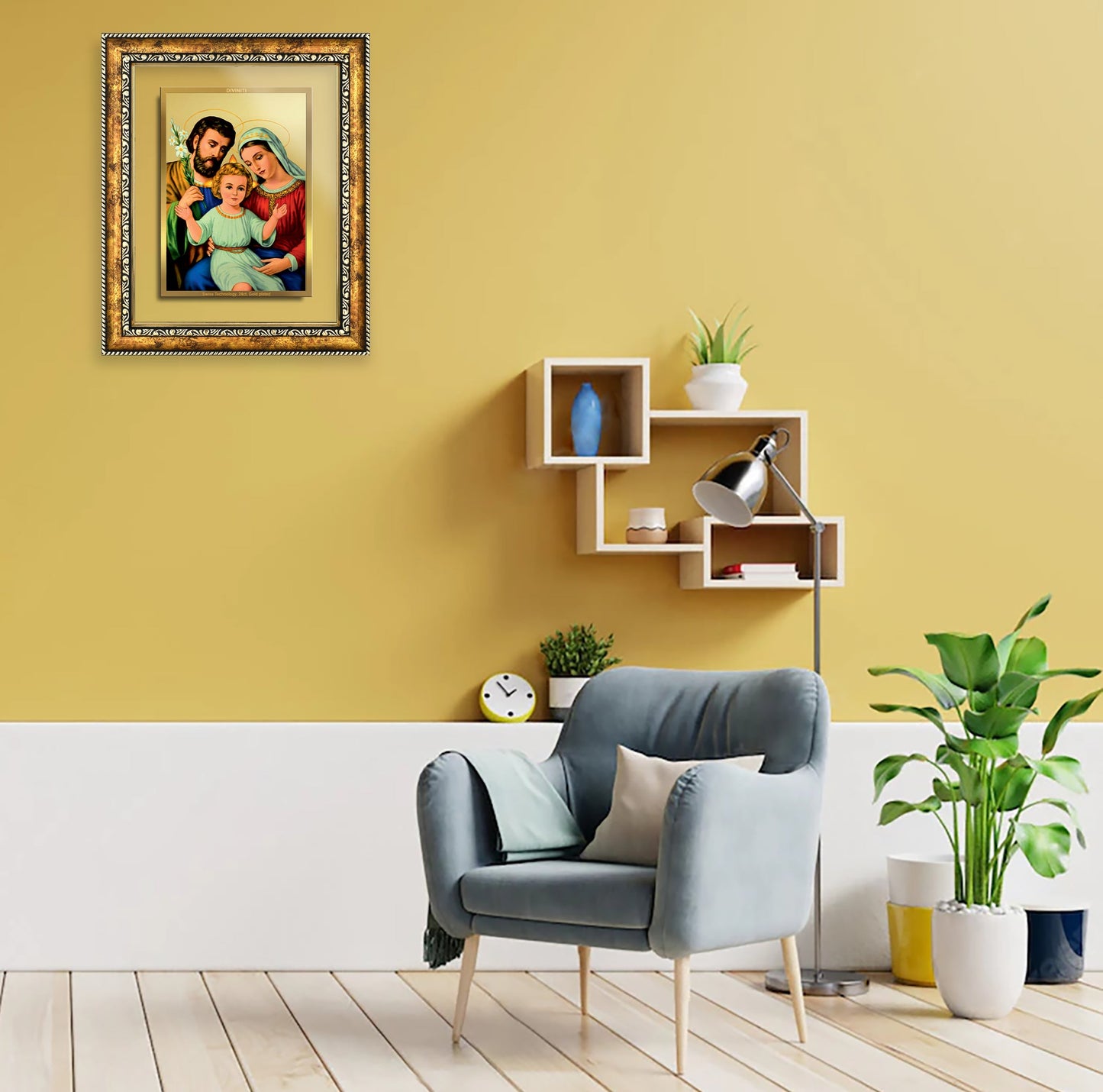 DIVINITI Holy Family Gold Plated Wall Photo Frame, Table Decor| DG Frame 113 Size 3 and 24K Gold Plated Foil (33.3 CM X 26 CM)