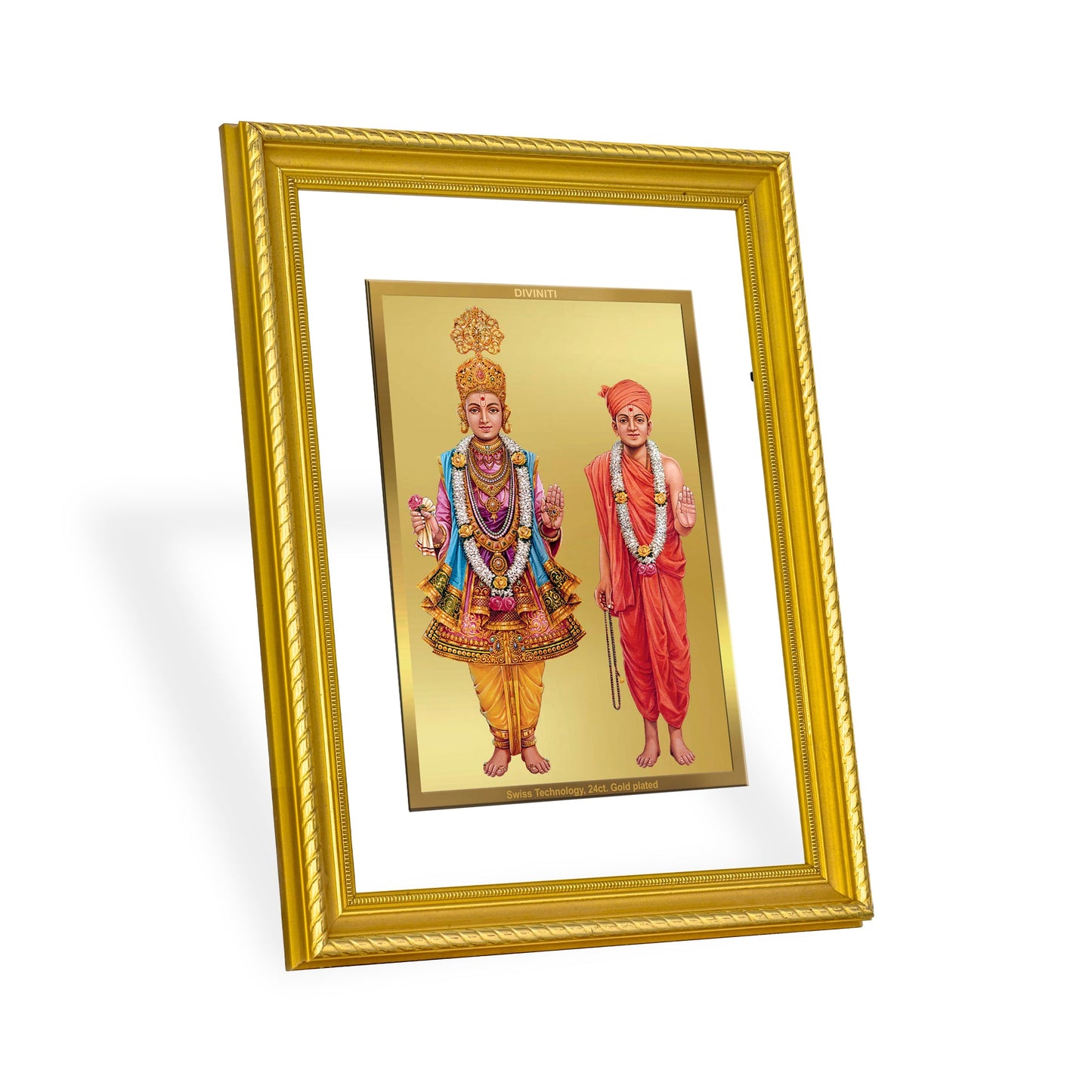 DIVINITI Swaminarayan Gold Plated Wall Photo Frame, Table Decor| DG Frame 113 Size 2 and 24K Gold Plated Foil (23.5 CM X 19.5 CM)