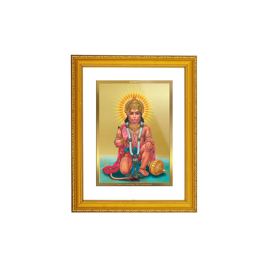 Diviniti 24K Gold Plated Hanuman Ji Photo Frame For Home Decor, Wall Hanging, Table, Puja Room, Gift (20.8 x 16.7 CM)