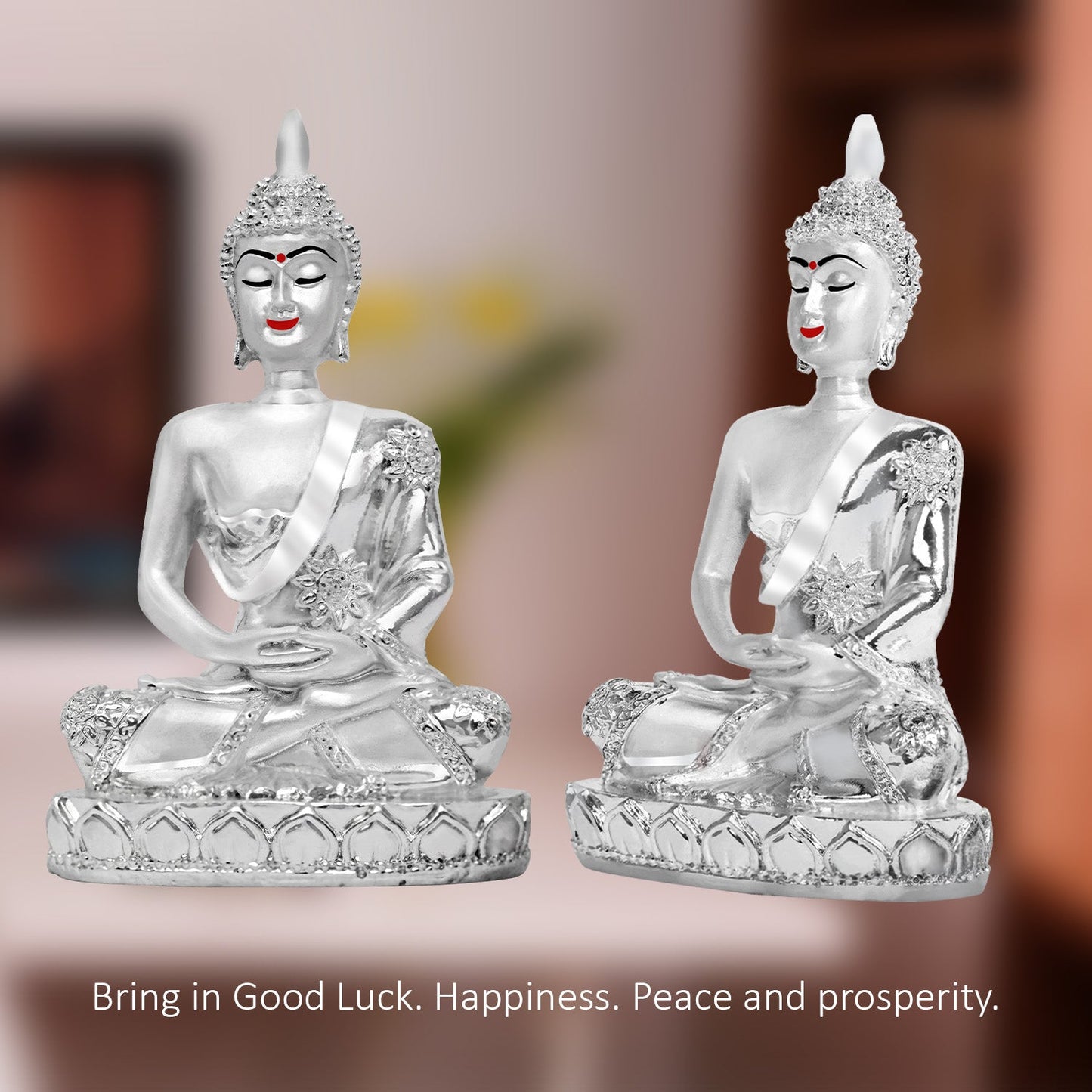 Diviniti 999 Silver Plated Buddha Idol for Home Decor Showpiece (11 X 6.5 CM)