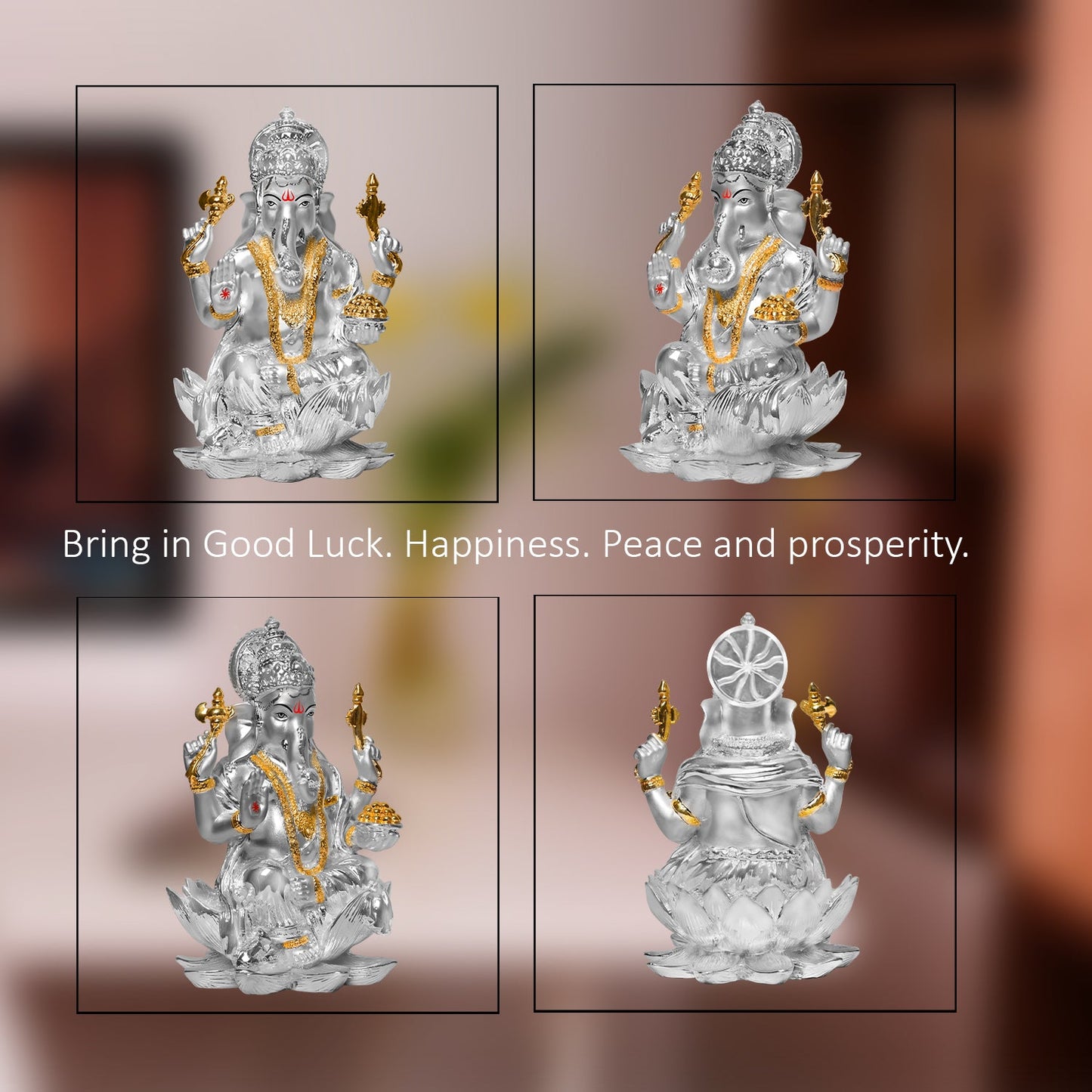 Diviniti 999 Silver Plated Ganesha Idol for Home Decor Showpiece (18 X 11.5 CM)