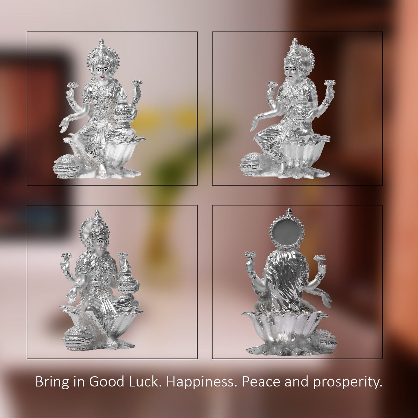 Diviniti 999 Silver Plated Lakshmi Mata Idol for Home Decor Showpiece (17X12CM)