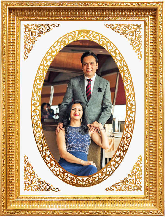 Diviniti Photo Frame With Customized Photo Printed on 24K Gold Plated Foil| Personalized Gift for Birthday, Marriage Anniversary & Celebration With Loved Ones|DG 022 Size 4