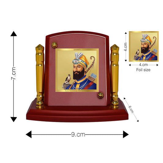 Diviniti 24K Gold Plated Guru Gobind Singh For Car Dashboard, Home Decor, Table (7 x 9 CM)