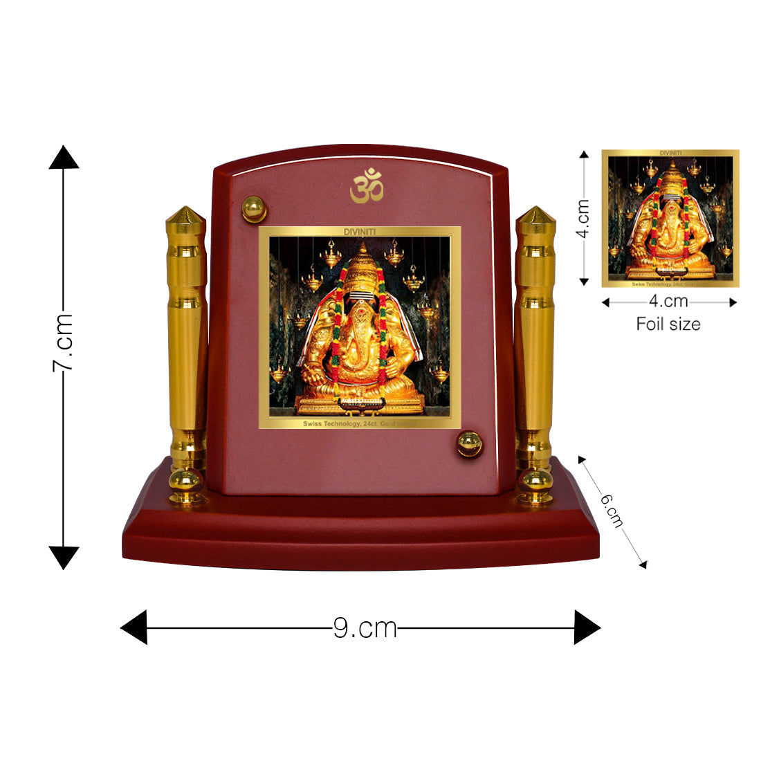 Diviniti 24K Gold Plated Ayyappan Ji For Car Dashboard, Home Decor, Prayer (7 x 9 CM)