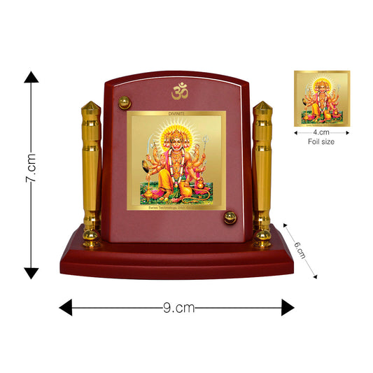 Diviniti 24K Gold Plated Panchmukhi Hanuman For Car Dashboard, Home Decor, Table, Puja (7 x 9 CM)