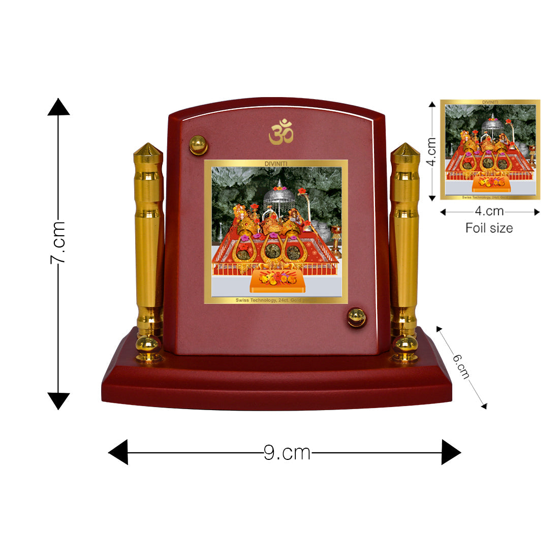 Diviniti 24K Gold Plated Vaishno Devi For Car Dashboard, Home Decor, Puja, Festival Gift (7 x 9 CM)