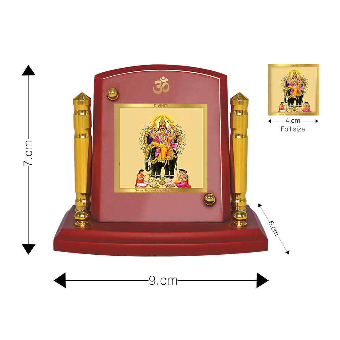 Diviniti 24K Gold Plated Vishwakarma Ji For Car Dashboard, Home Decor, Table, Prayer (7 x 9 CM)