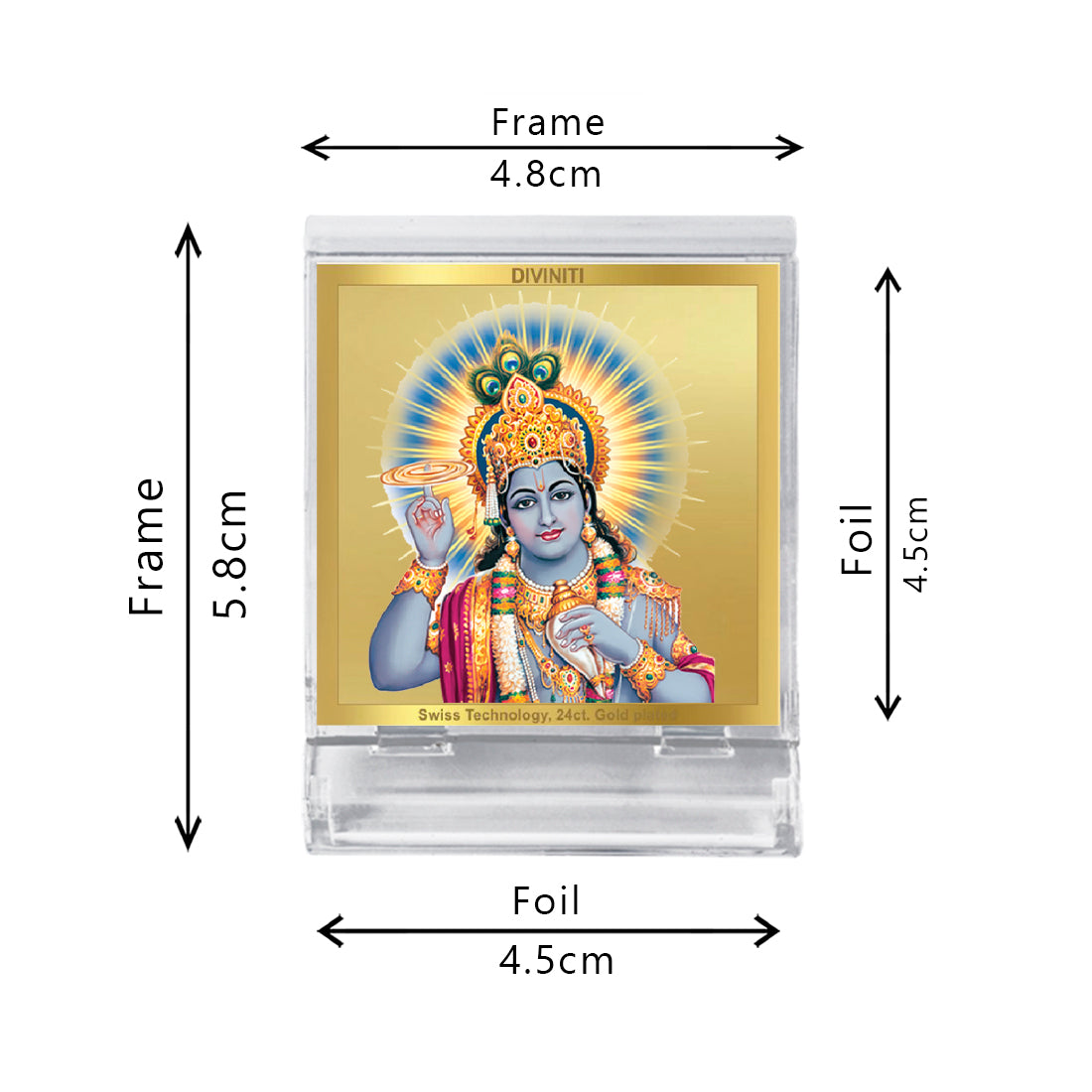 Diviniti 24K Gold Plated Vishnu Ji Frame For Car Dashboard, Home Decor, Puja, Gift (5.8 x 4.8 CM)